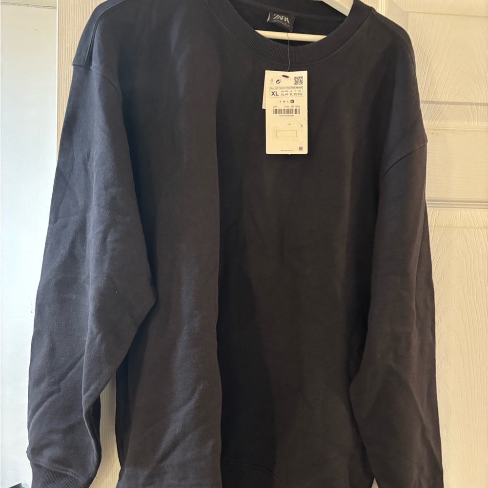 Zara Men's Dark Gray Crewneck Sweater new w tags size XL